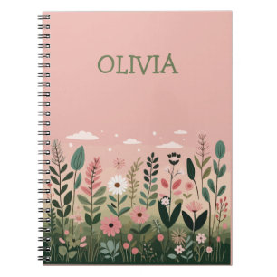 Carnet MinimalisteFleurs sauvages de dessin animé Floral