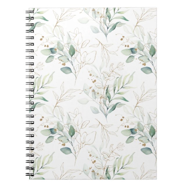 Carnet Mint Green Pastel Floral Greenery Motif (Devant)