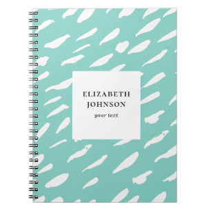Carnet Mint turquoise brush strokes motif. Abstrait moder