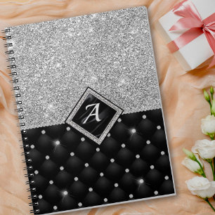 Carnet Minuscule cristal argent noir monogramme diamant é