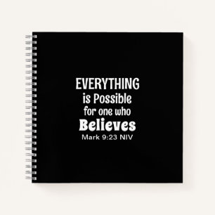 Carnet Miracle Bible Verse Christian Faith Black