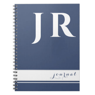 CARNET MODÈLE CLASSIQUE BLEUE ET BLANC INITIALES STRIPES
