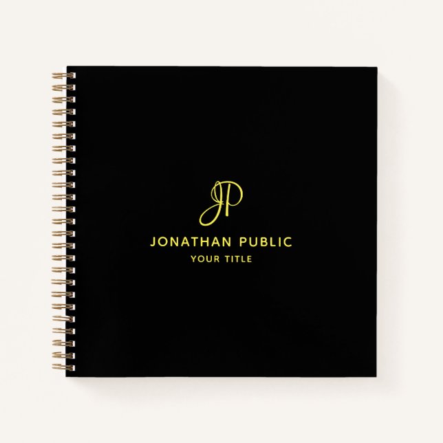 Carnet Modèle d'affaires Monogram Initial Gold Script (Devant)