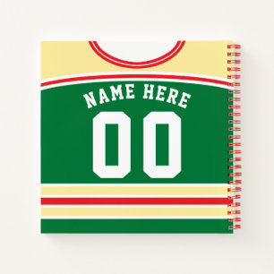 Carnet Modèle de hockey sur glace personnalisé Green Jers