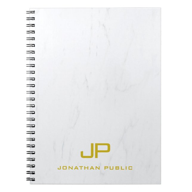 Carnet Modèle de marbre de monogramme doré professionnel  (Devant)