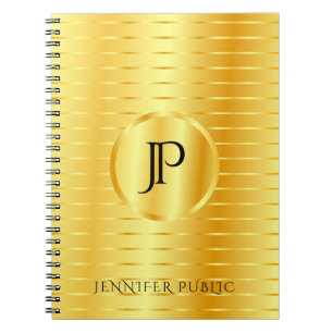 Carnet Modèle de monogramme personnalisé aspect métallisé
