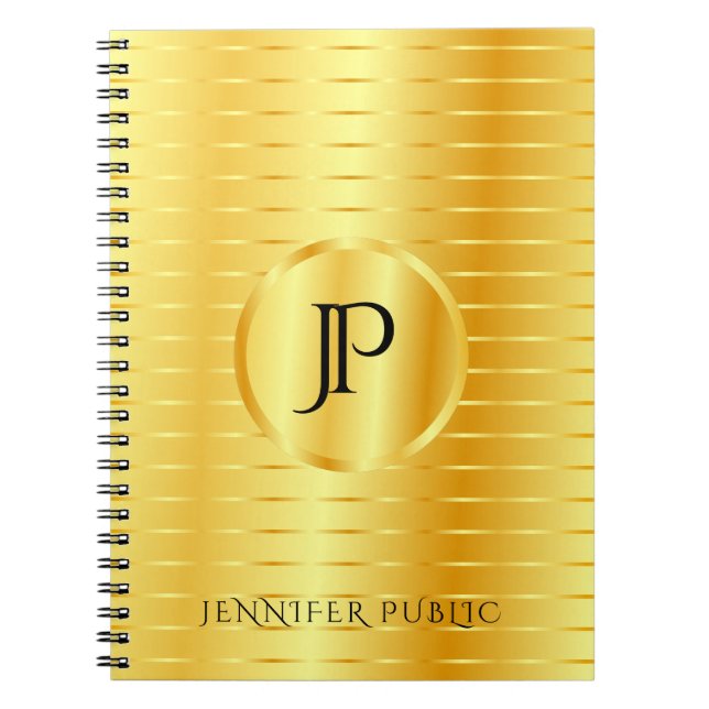 Carnet Modèle de monogramme personnalisé aspect métallisé (Devant)