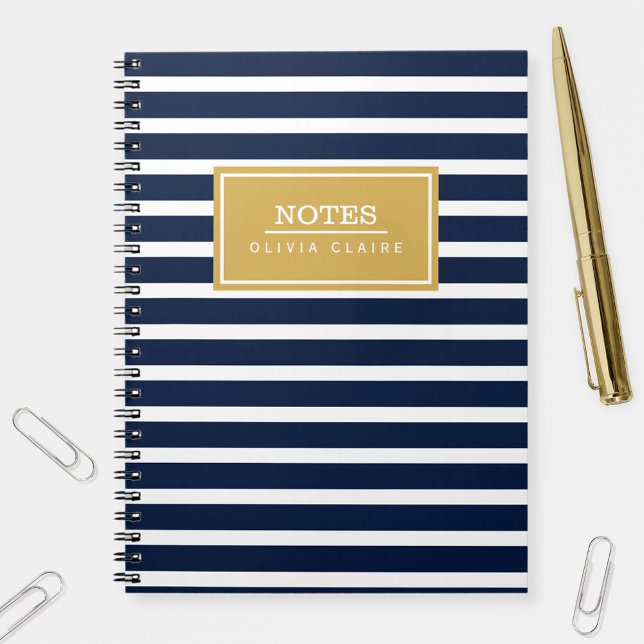 Carnet Modèle de nom Gold du Motif de la marine (Créateur téléchargé)