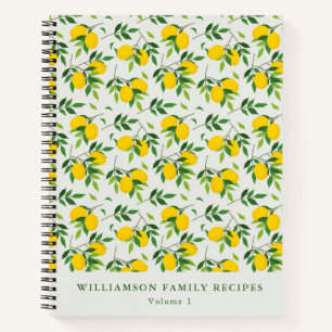 Carnet Modèle de recette personnalisé de fruits de citron