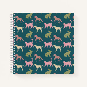 Carnet Modèle de silhouettes d'animaux Chien Chat Cheval
