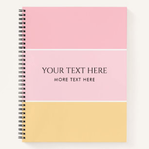 Carnet Modèle de texte personnalisé rose vanille jaune ra