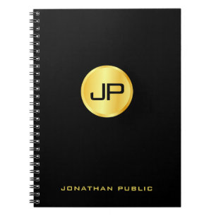 Carnet Modèle élégant monogrammé noir et or