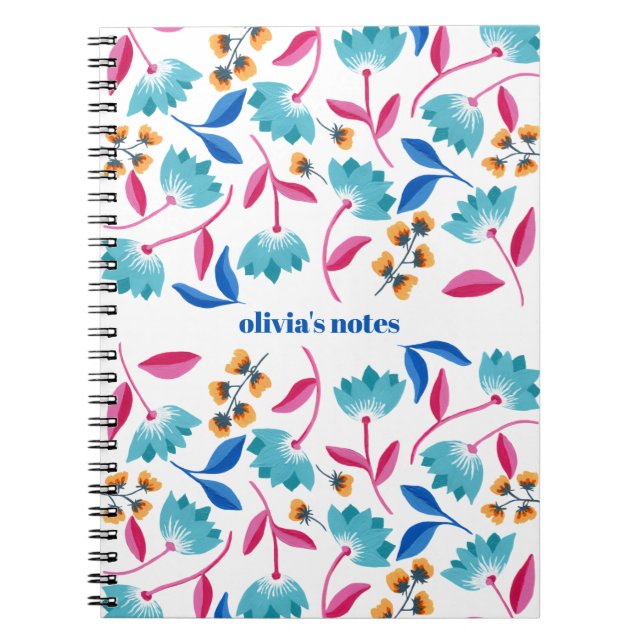 Carnet Modèle floral d'art populaire personnalisé (Devant)