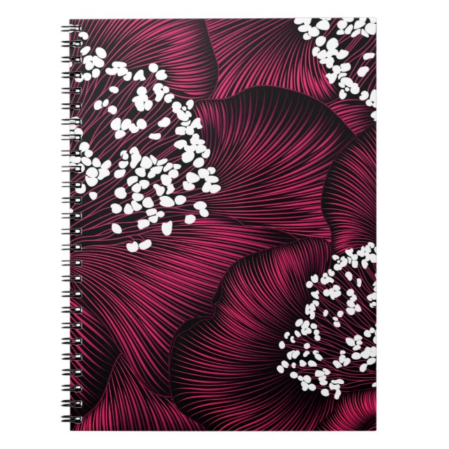 Carnet Modèle floral dessiné à la main avec fleurs de cam (Devant)