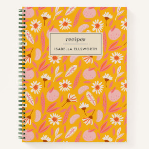 Carnet Modèle floral rétro ludique de recette personnalis