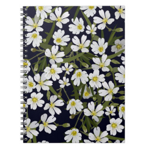 Carnet Modèle floral vintage sans brosse avec champ blanc