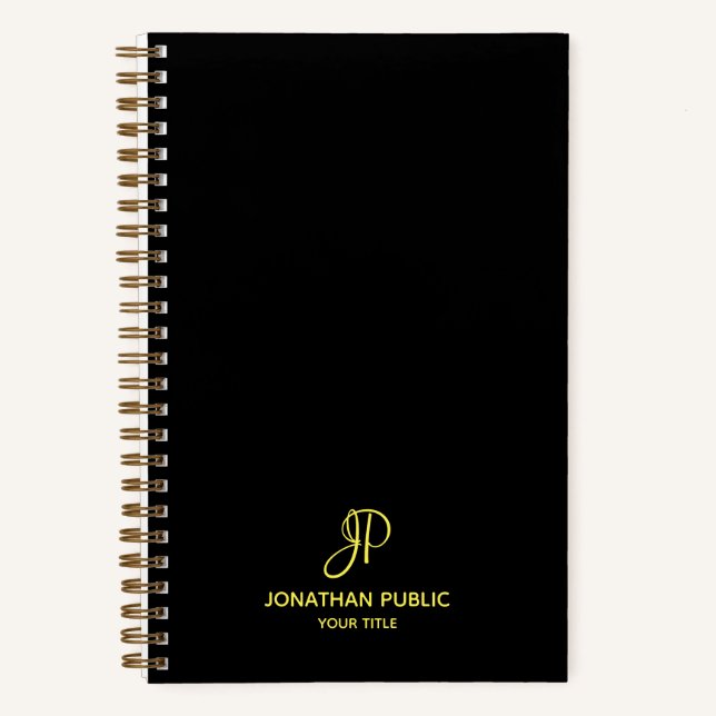 Carnet Modèle initial du script d'or personnalisé (Recto)