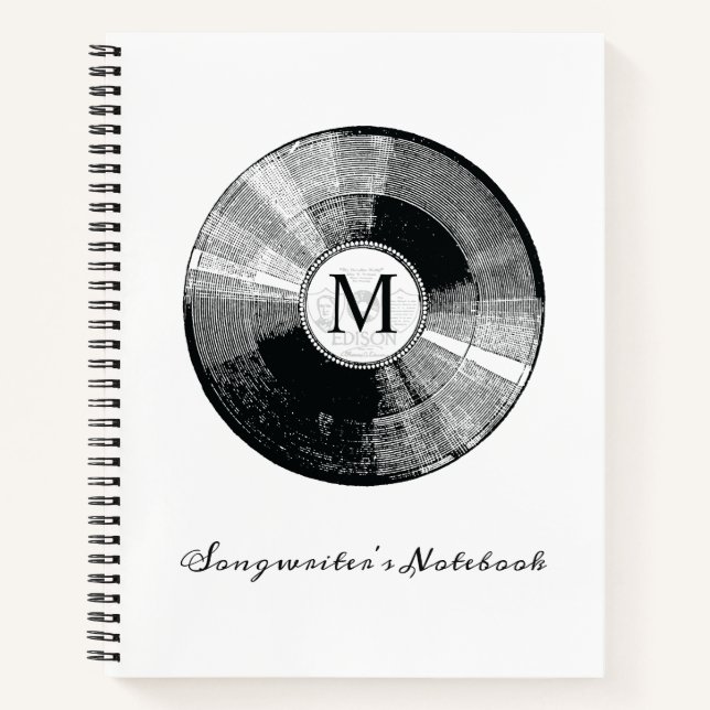 Carnet Modèle monogramme de l'auteur de chansons personna (Devant)