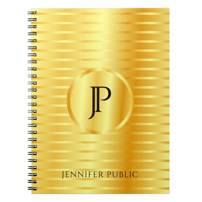 Carnet Modèle Monogrammé Faux Aspect Métal Doré (Devant)