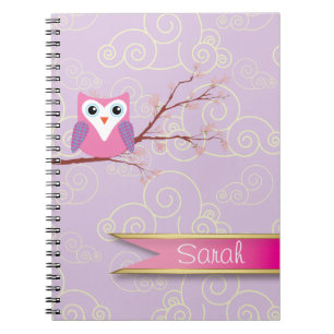 carnet modelé par nuage Girly pourpre de hibou