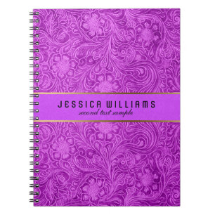 Carnet Modèle rose Floral en daim look cuir
