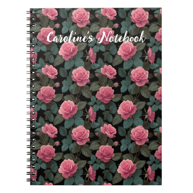 Carnet Modèles de roses roses édifiables sur fond floral  (Devant)