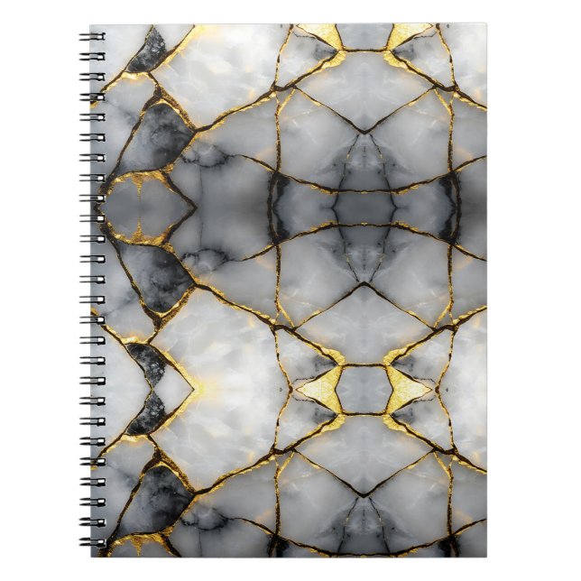 Carnet Modern Cracked Gold White & black marble (Devant)