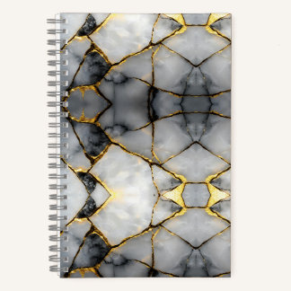 Carnet Modern Cracked Gold White & black marble