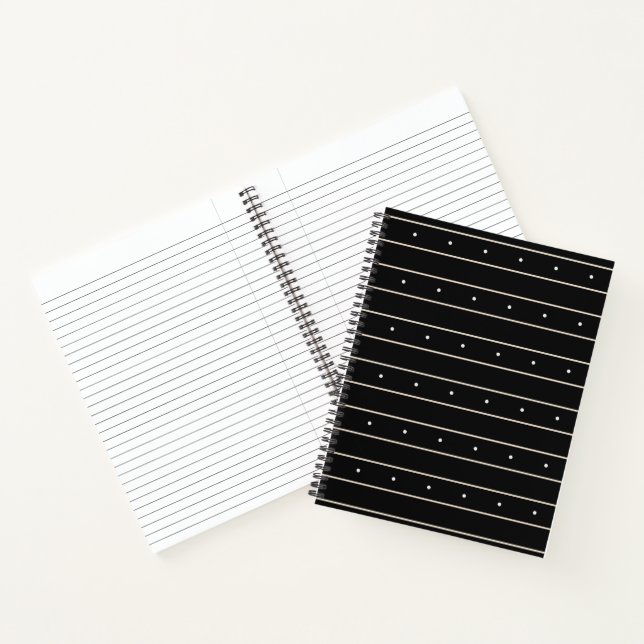 Carnet Modern Dark Gothic Pinstripe Lines And Polka Dots  (Intérieur)