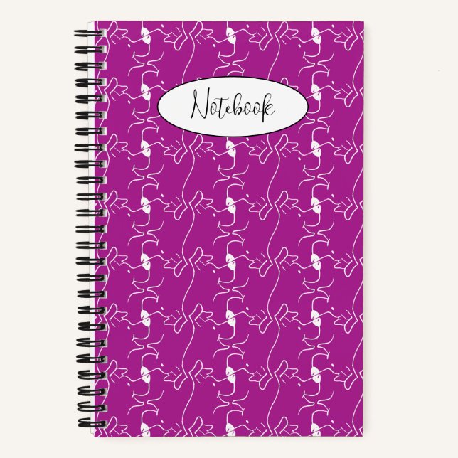 Carnet Modern Dog Profile Pattern Pink Custom Small (Recto)