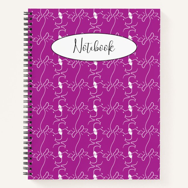 Carnet Modern Dog Profile Pattern Pink Custom Spiral (Devant)