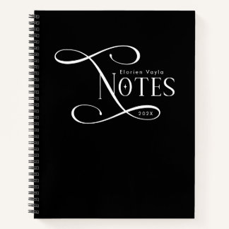 Carnet Modern Elegant Notes Personalized Black White