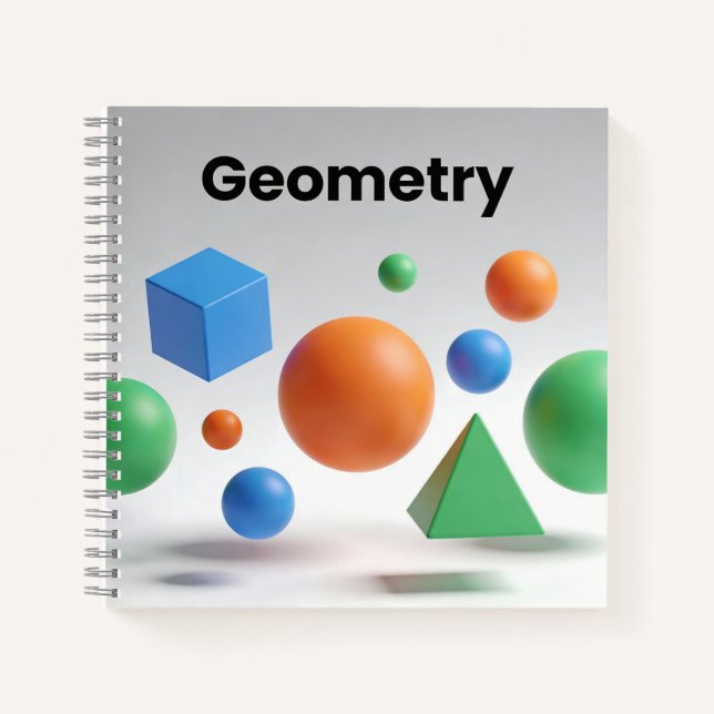 Carnet Modern Geometry Colorful 3D Shapes Teacher Student (Devant)