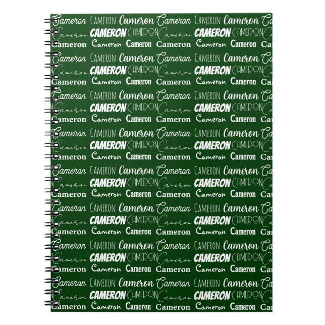Carnet Modern Green Personalized Name Collage (Devant)