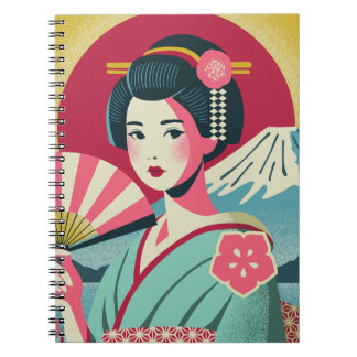 Carnet Modern Japanese Ukiyoe Style Kimono Geisha Girl