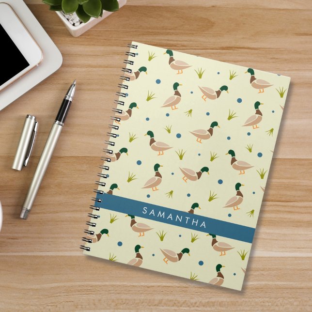Carnet Modern Minimal Mallard Duck Pattern Notebook (Créateur téléchargé)