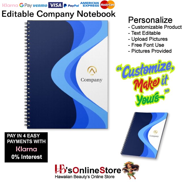 Carnet Modern Minimalist Company Blue White (Modern Minimalist Company Blue White Notebook.)