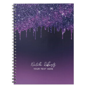Carnet Modern Purple Glitter Drips Beauty Salon