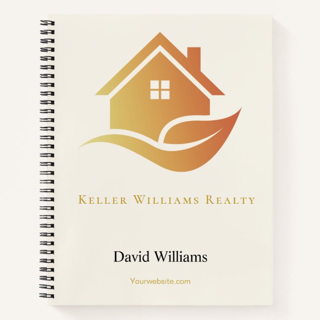 Carnet Modern Real Estate white and gold custom logo  (Devant)