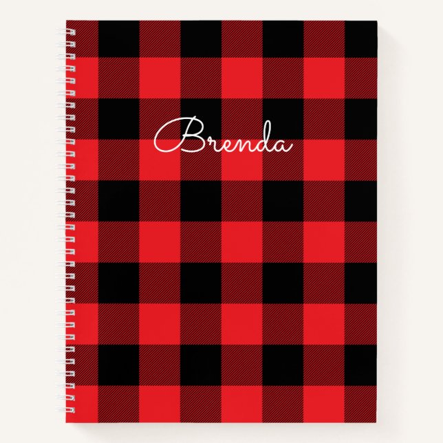 Carnet Modern Red and Black Buffalo Check (Devant)
