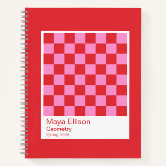 Carnet Modern Red and Pink Checkerboard Notebook