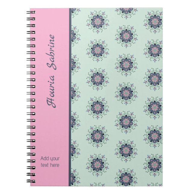Carnet Modern turquoise Pink Floral Mandala Doodles  (Devant)