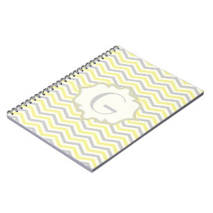 Carnet Modern yellow, grey, ivory chevron pattern custom