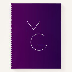 Carnet Moderne 2 Initiales Ombre subtile violet profond