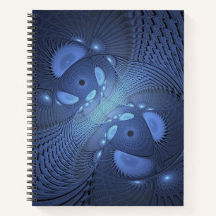 Carnet Moderne Abstrait tendance Dusk Blue Fractal Art