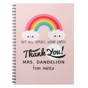 Carnet Moderne aquarelle arc-en-ciel professeur merci cad