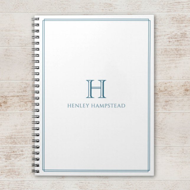 Carnet Moderne bordure bleue avec patine initiale (Créateur téléchargé)