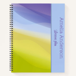 Carnet Moderne chaux bleu lavande nom de l'enseignant Pla