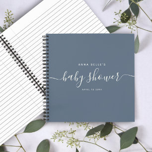 Carnet Moderne Dusty Blue Chic Script Baby shower invité