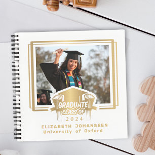 Carnet Moderne Elegant Gold Foil Photo Graduation Invité